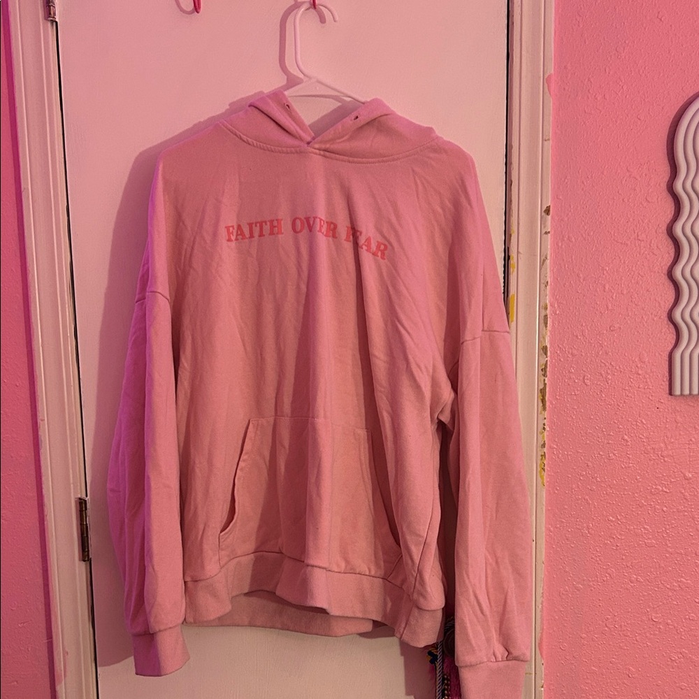 Pink Hoodie with Faith Over Fear Print